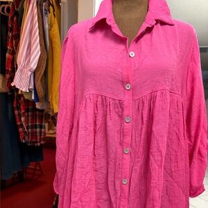 Zenana Outfitters Fuchsia Button-Down Shirt
